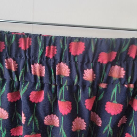 J. Crew  BA844 Womens size M Navy Blue Plink Flower Print Midi Skirt Pull-On - Picture 7 of 10